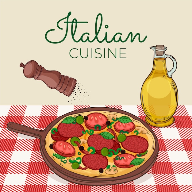 手描きのイタリア料理