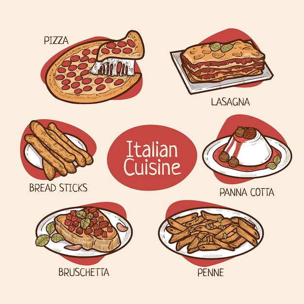 Hand drawn italian cuisine