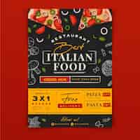 Free vector hand drawn italian food a5 flyer template