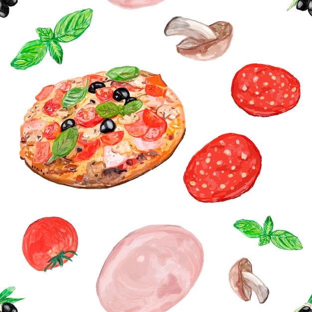 Stile acquerello disegnato a mano pizza italiana