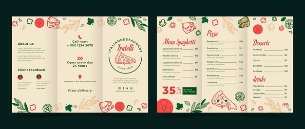 Hand drawn italian restaurant brochure