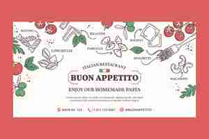 Free vector hand drawn italian restaurant  facebook template