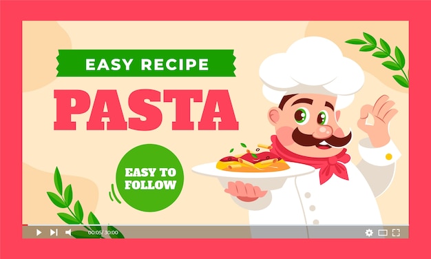 Free vector hand drawn italian restaurant youtube thumbnail