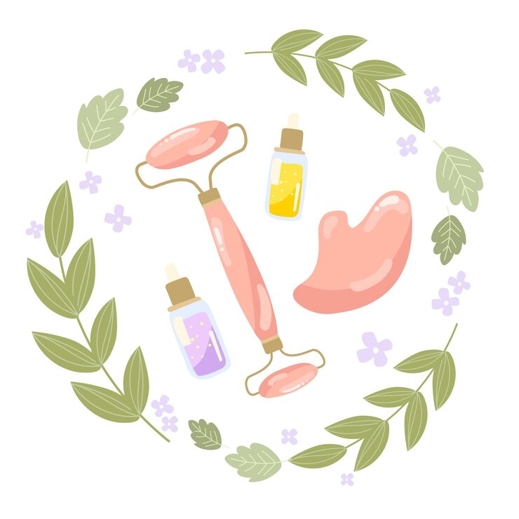 Free Vector hand-drawn jade roller and gua sha illustration