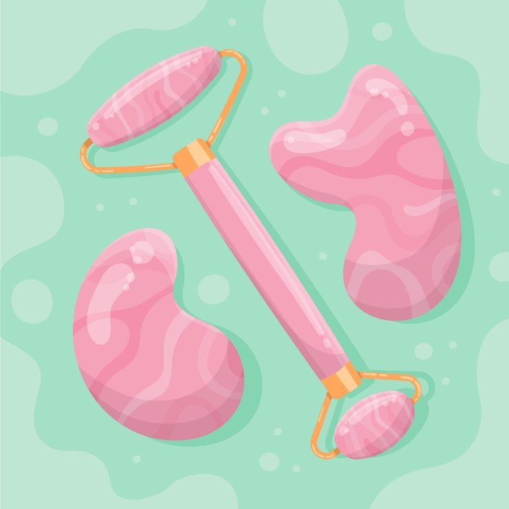 Free Vector hand-drawn jade roller and gua sha illustration