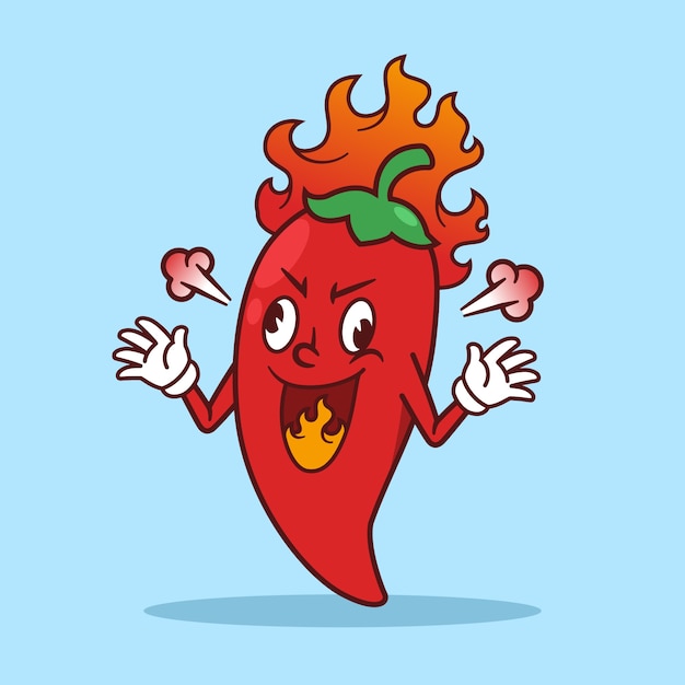 Hand drawn jalapeno  cartoon illustration