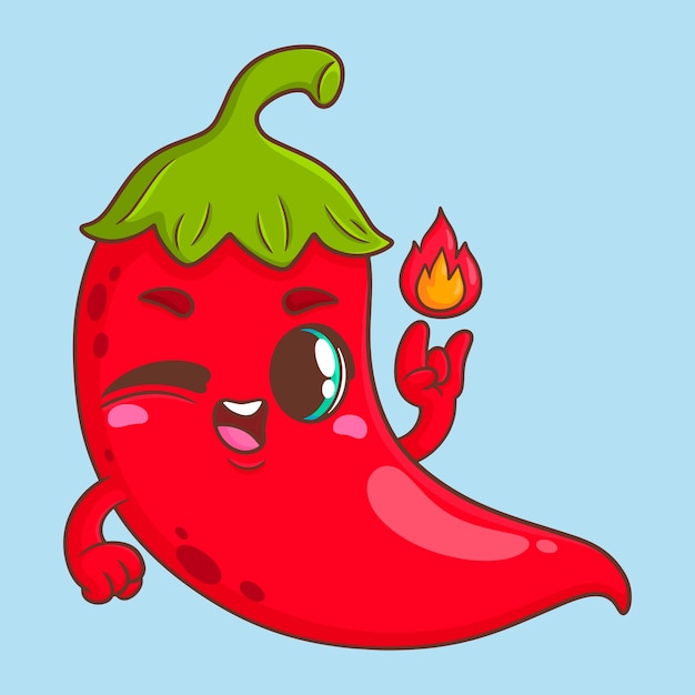 무료 벡터 손으로 그린 jalapeno 만화 그림