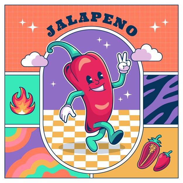 Hand drawn jalapeno drawing illustration