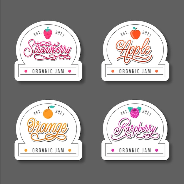 Free vector hand drawn jam badges collection