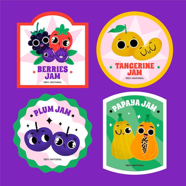 Free vector hand drawn jam badges set