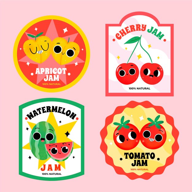 Hand drawn jam labels set