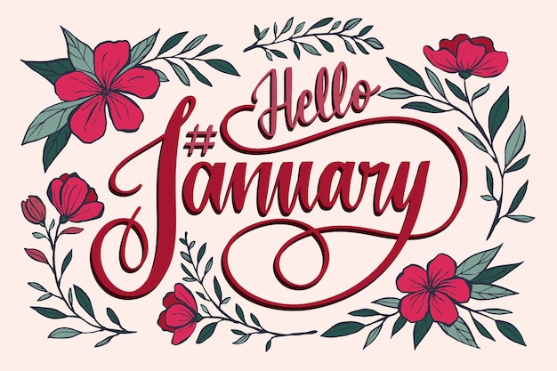 Free vector hand drawn january lettering