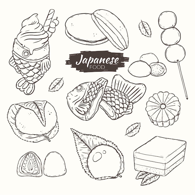 Illustrazione disegnata a mano dell'alimento del giappone