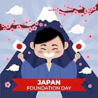 Free vector hand-drawn japan foundation day illustration