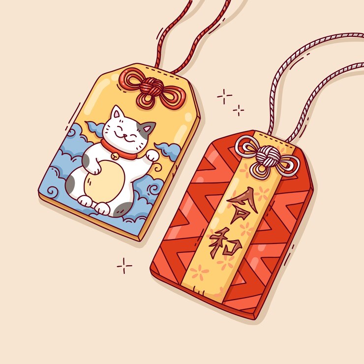 Free Vector hand drawn japanese amulets illustration