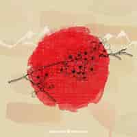 Бесплатное векторное изображение Ручной обращается японский вишня