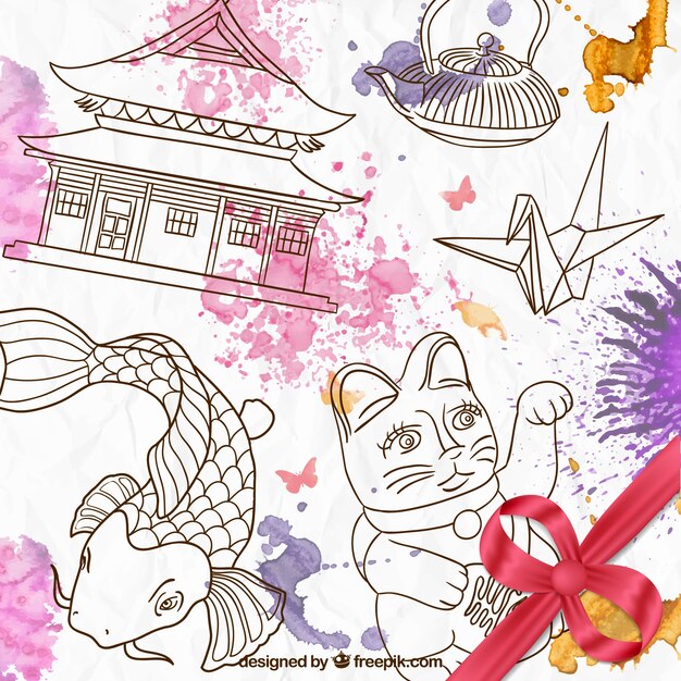 Free Vector hand drawn japanese culture