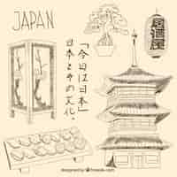 Free vector hand drawn japanese elements