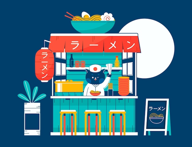 Free vector hand drawn japanese ramen shop