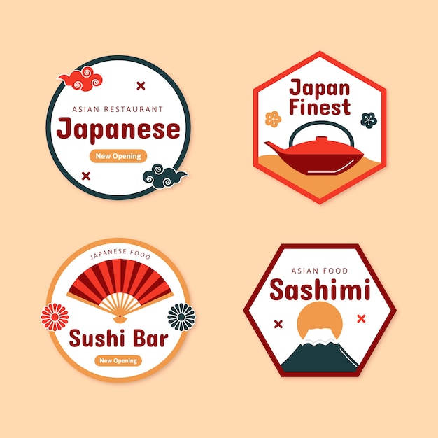 Hand drawn japanese restaurant badges