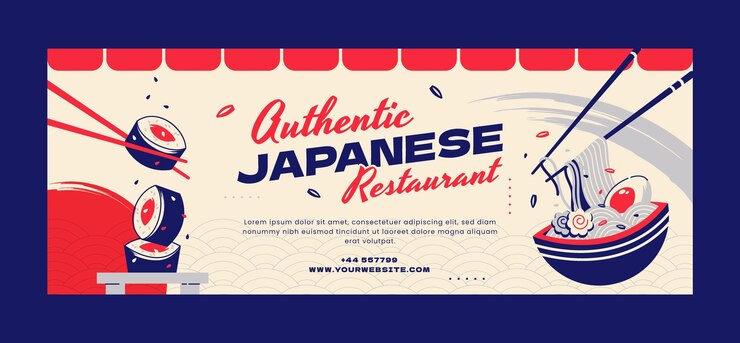 Free Vector hand drawn japanese restaurant facebook cover