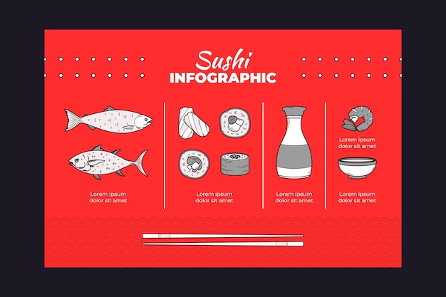 손으로 그린 일본 레스토랑 infographic 템플릿