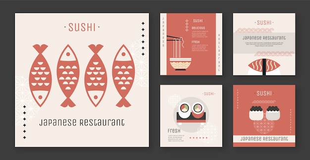 Free vector hand drawn japanese restaurant instagram post