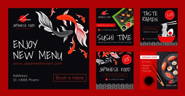 手描きの日本食レストランのInstagramの投稿