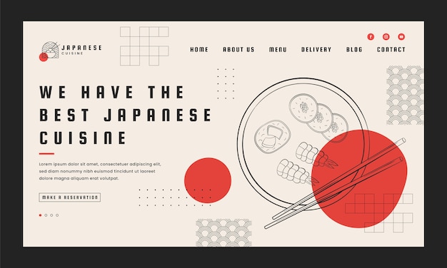 Hand drawn japanese restaurant landing page template