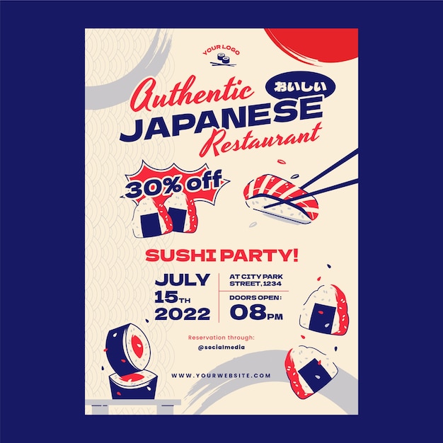 Free vector hand drawn japanese restaurant poster