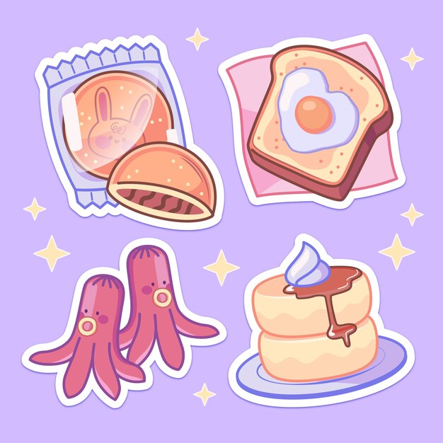 hand drawn japanese sticker set