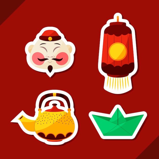 Free vector hand drawn japanese stickers