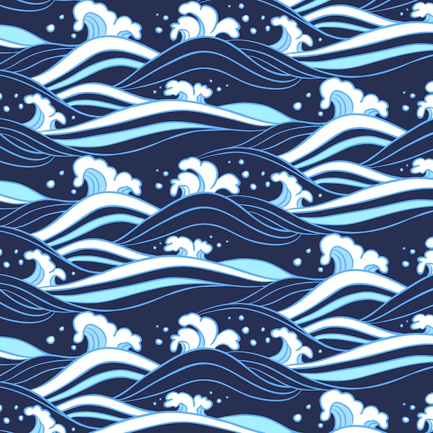 Free vector hand drawn japanese wave pattern design