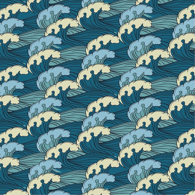 Free vector hand drawn japanese wave pattern design