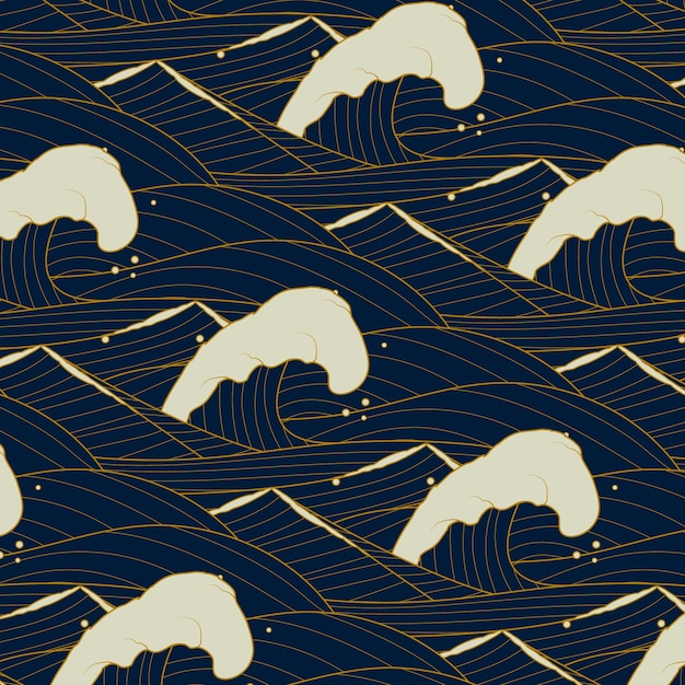 Free vector hand drawn japanese wave pattern illustration