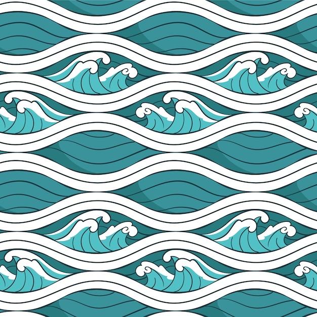 Hand Drawn Japanese Wave Pattern Illustration