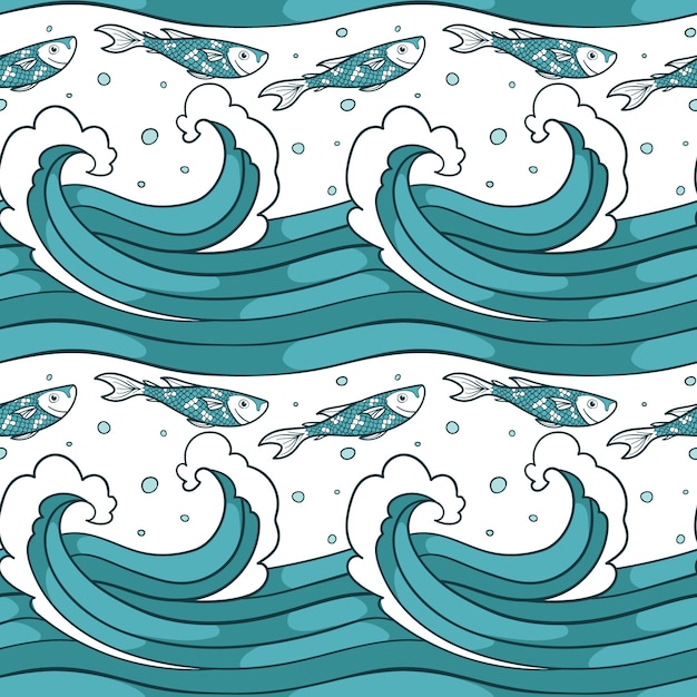 Free vector hand drawn japanese wave pattern illustration