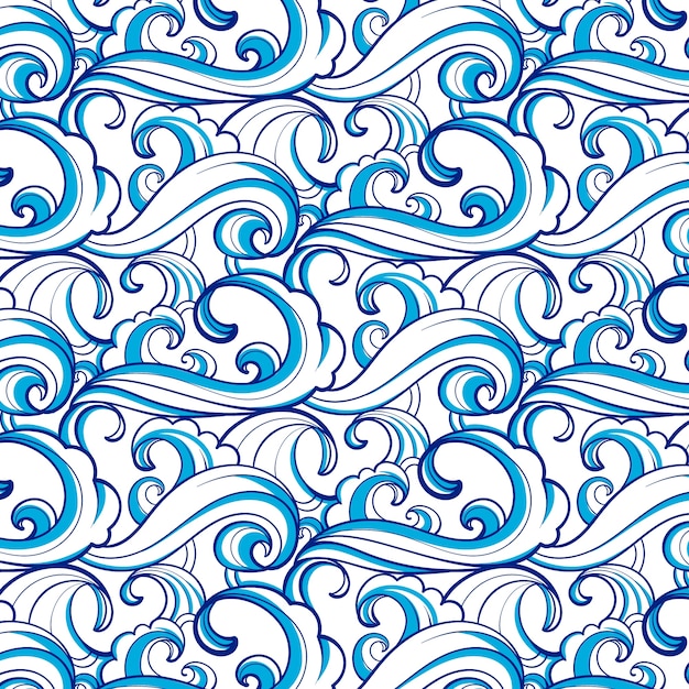 手描きの日本の波のパターン
