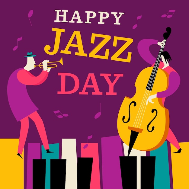 Hand drawn jazz day illustration