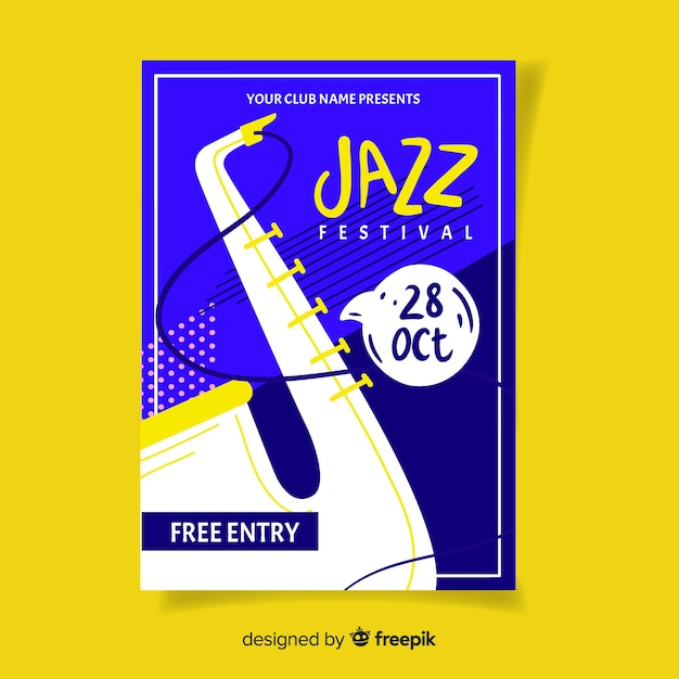 Free vector hand drawn jazz festival poster template