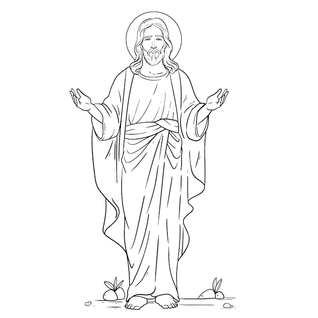 Free vector hand drawn jesus drawing illustration