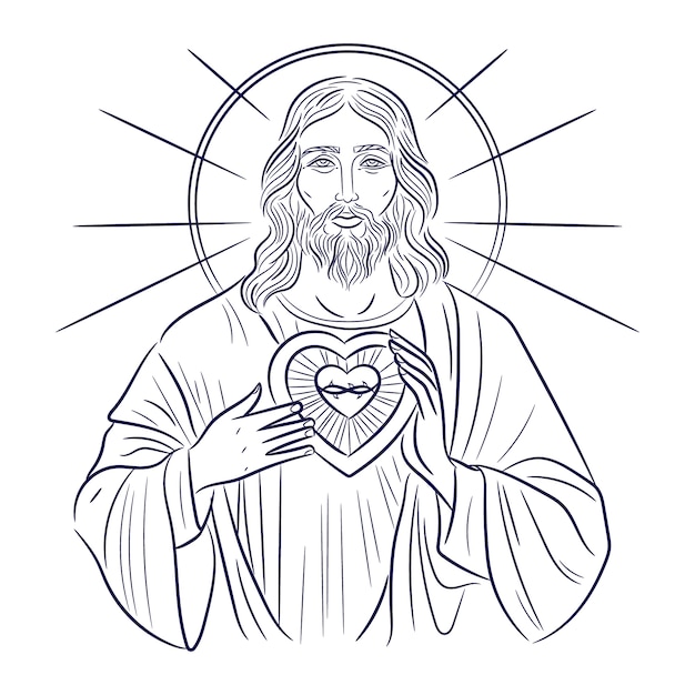 Иллюстрация рисунка Иисуса, нарисованная рукой