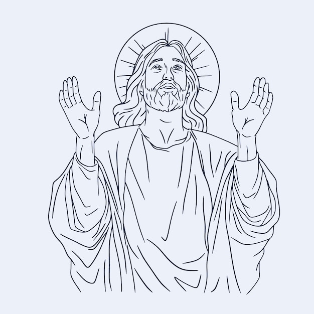 Бесплатное векторное изображение Нарисованная рукой иллюстрация рисунка иисуса