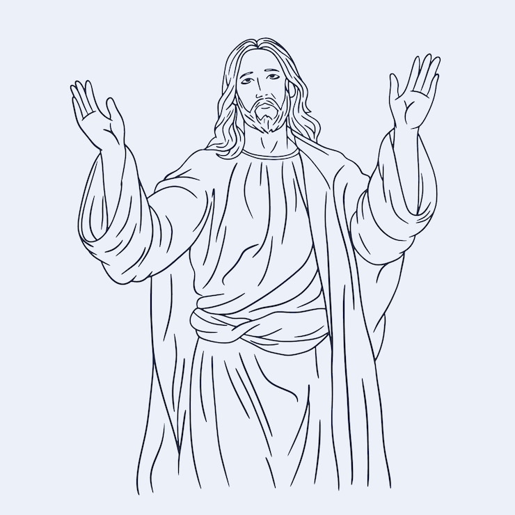 무료 Vector 손으로 그린 예수 의 그림