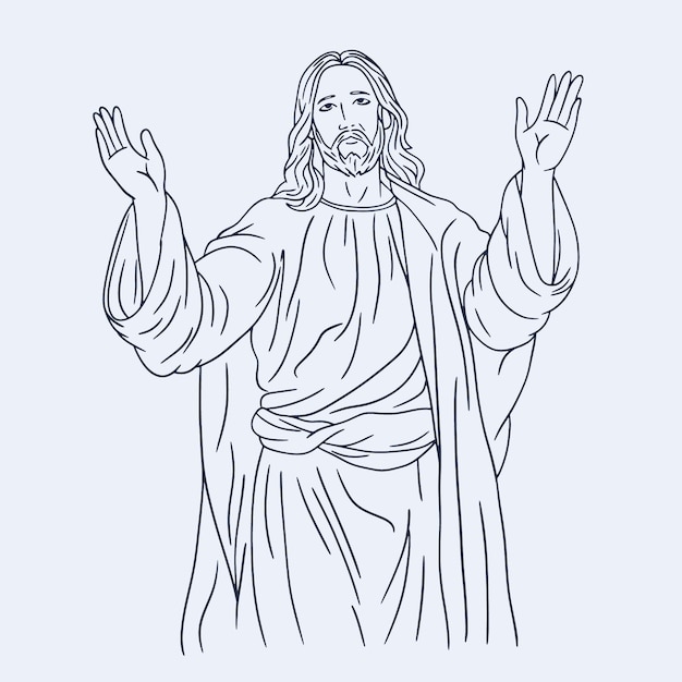 Нарисованная рукой иллюстрация рисунка Иисуса