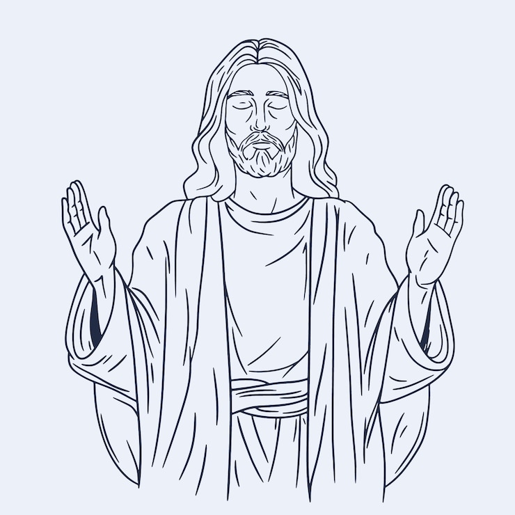 무료 Vector 손으로 그린 예수 의 그림