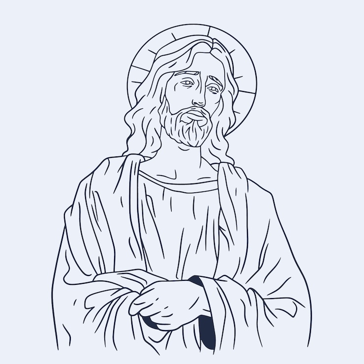 무료 Vector 손으로 그린 예수 의 그림
