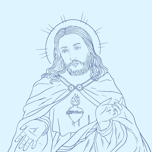 Free vector hand drawn jesus drawing illustration