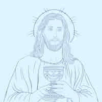 Бесплатное векторное изображение Иллюстрация, нарисованная рукой иисуса