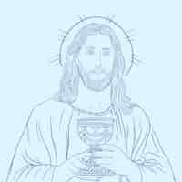 Free vector hand drawn jesus drawing illustration